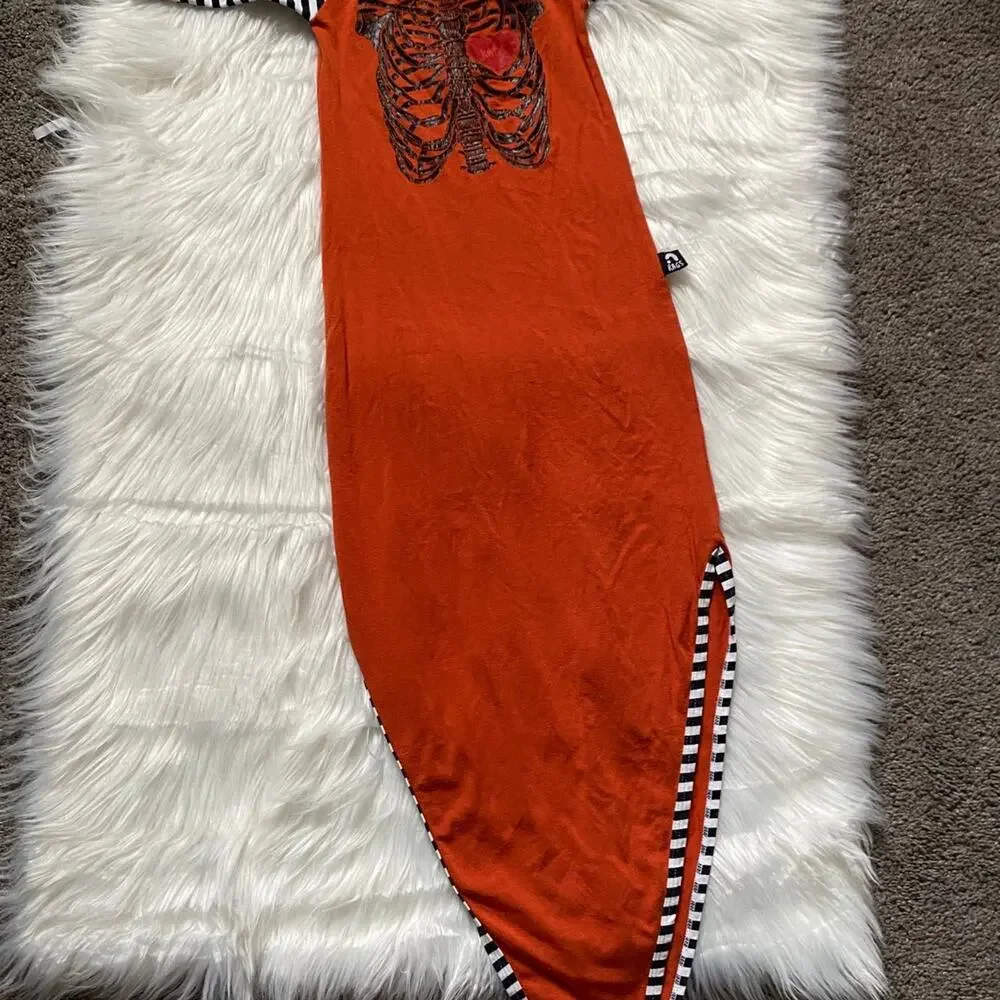 Rags to Raches Orange Skelly Pouch
